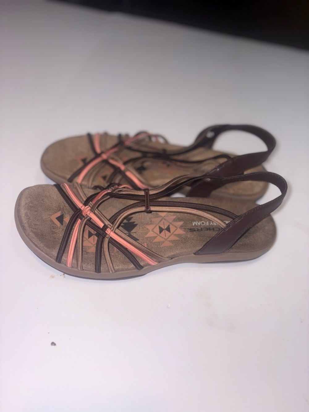 Skechers Reggae Slim - Simply Stretch sandals in a brown and pink size 10 - Picture 6 of 10